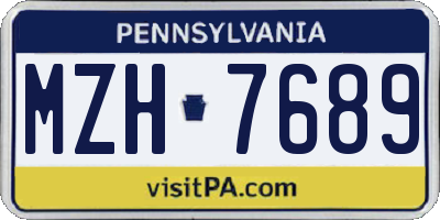 PA license plate MZH7689