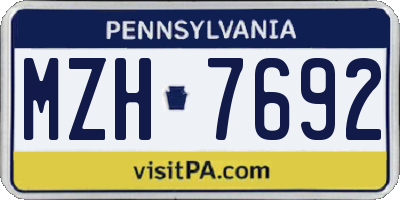 PA license plate MZH7692
