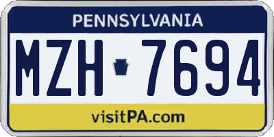 PA license plate MZH7694