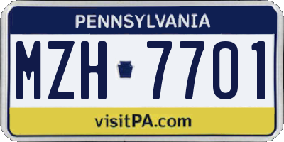 PA license plate MZH7701