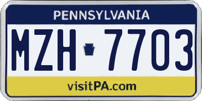 PA license plate MZH7703