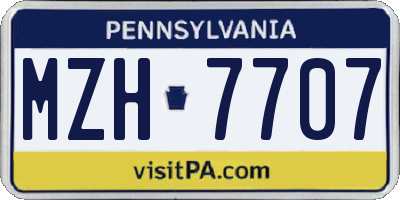 PA license plate MZH7707