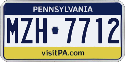 PA license plate MZH7712