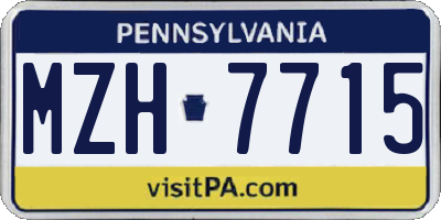 PA license plate MZH7715
