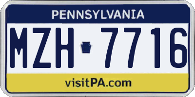 PA license plate MZH7716