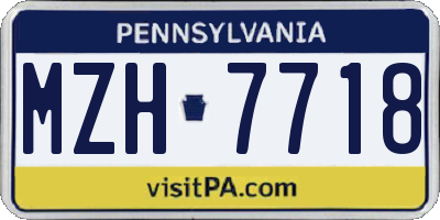PA license plate MZH7718