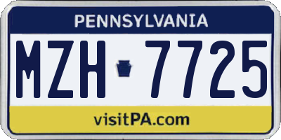 PA license plate MZH7725
