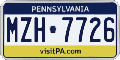 PA license plate MZH7726