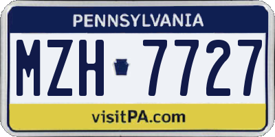PA license plate MZH7727