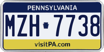 PA license plate MZH7738