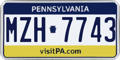PA license plate MZH7743