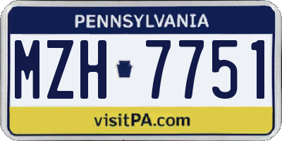 PA license plate MZH7751