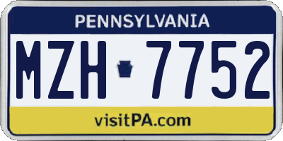 PA license plate MZH7752
