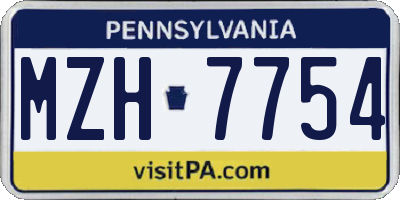 PA license plate MZH7754