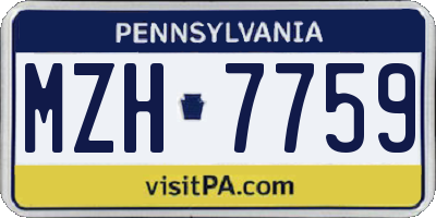PA license plate MZH7759
