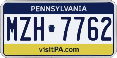 PA license plate MZH7762