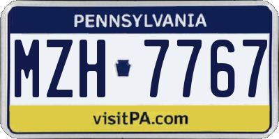 PA license plate MZH7767