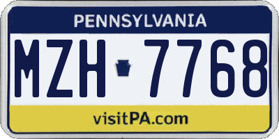 PA license plate MZH7768