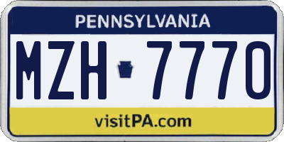 PA license plate MZH7770