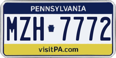 PA license plate MZH7772