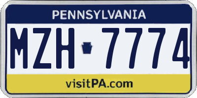 PA license plate MZH7774