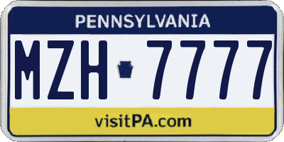 PA license plate MZH7777