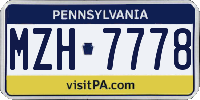 PA license plate MZH7778