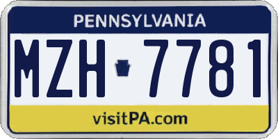PA license plate MZH7781
