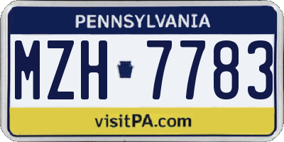 PA license plate MZH7783