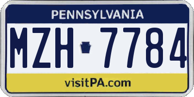 PA license plate MZH7784