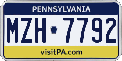 PA license plate MZH7792