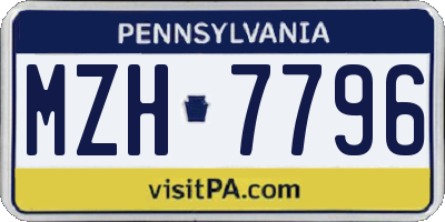 PA license plate MZH7796
