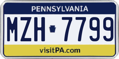 PA license plate MZH7799