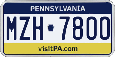 PA license plate MZH7800