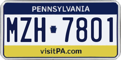 PA license plate MZH7801