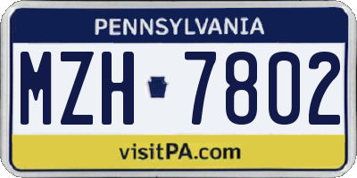 PA license plate MZH7802
