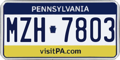 PA license plate MZH7803