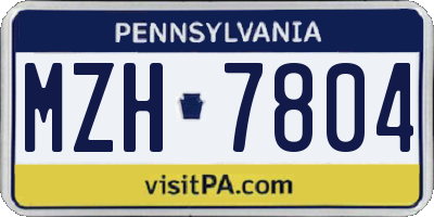 PA license plate MZH7804