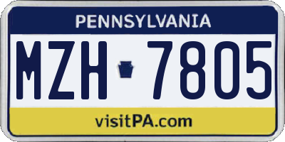 PA license plate MZH7805
