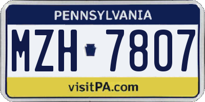 PA license plate MZH7807