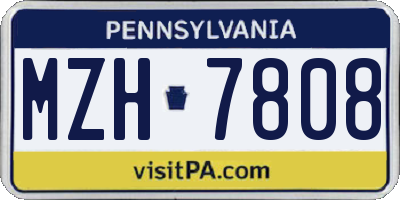 PA license plate MZH7808