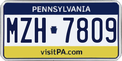 PA license plate MZH7809