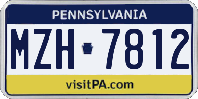 PA license plate MZH7812