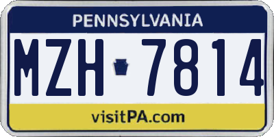 PA license plate MZH7814