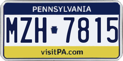 PA license plate MZH7815