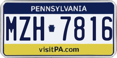 PA license plate MZH7816