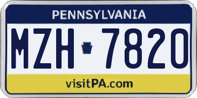 PA license plate MZH7820