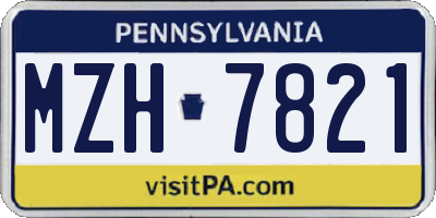 PA license plate MZH7821