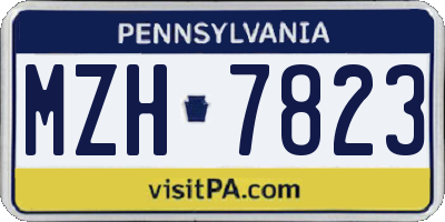 PA license plate MZH7823