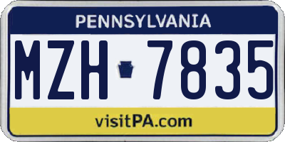 PA license plate MZH7835